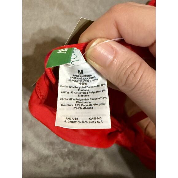 NWT J.Crew Halter Tie Bikini Top Medium Red Lined Beach Swim Classic Ocean UPF - Picture 3 of 5